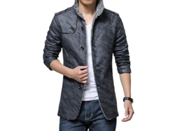 2026-chaqueta De Cuero De Invierno Para Hombres Abrigo Largo Antiviento Casual Con Pelo Suave Talla Regular Bmn Xl Gris