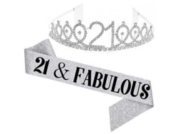 Fasst conjunto de Faja com Letras e Tiara de Pedras Brilhantes para Festa de Aniversário Mulher Jikaix