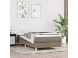 Cama Box Spring Con Colchón Tela Gris Taupe 90x200 Cm