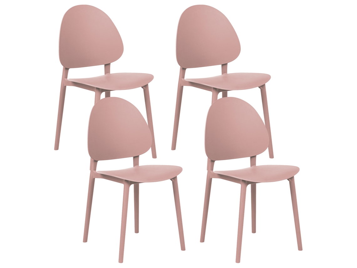 Cadeiras Clássicas De Plástico Para Interior E Exterior Beliani Ceara De Polipropileno Rosa 44x45x83