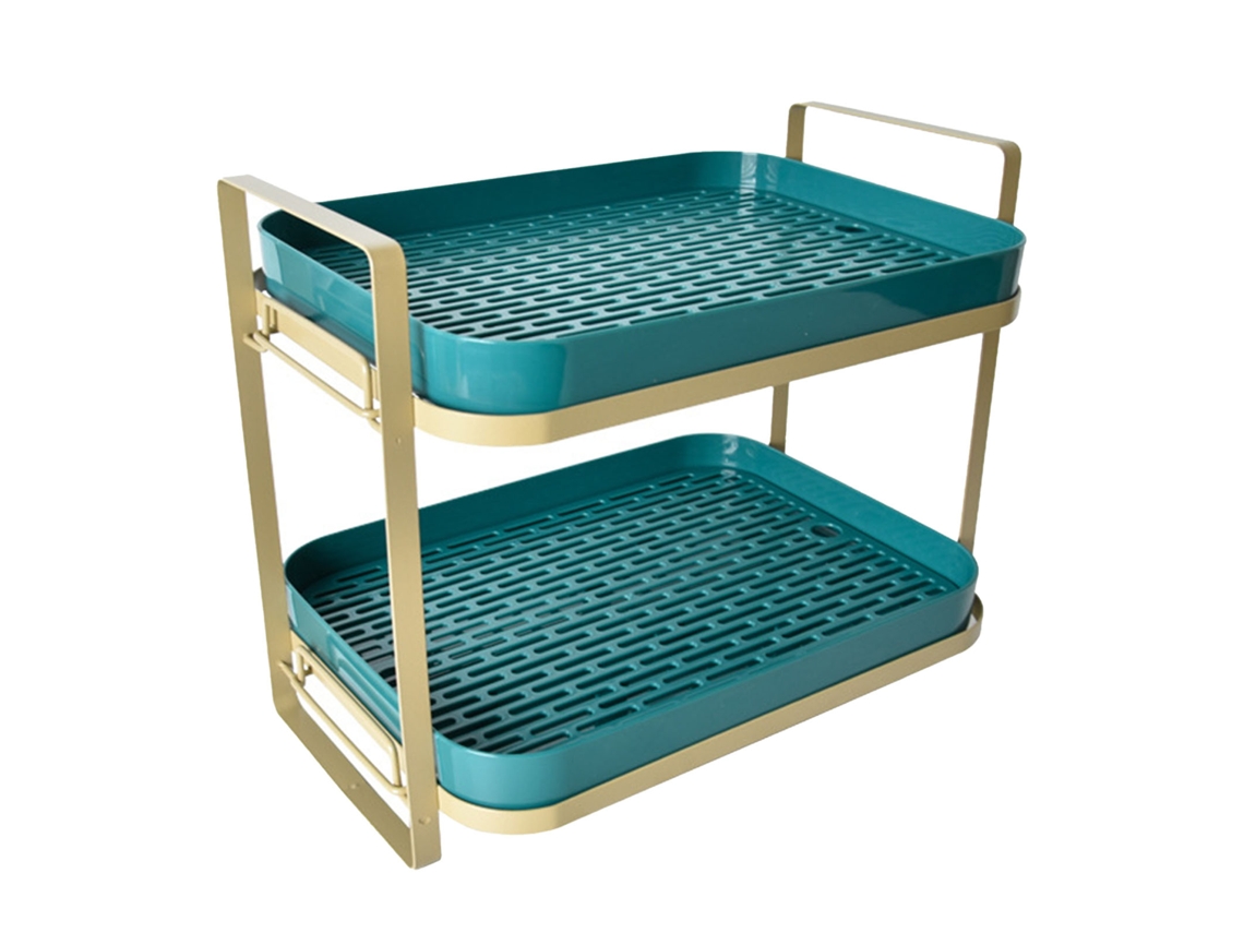 Soporte doble para tazas de café con almacenamiento y drenaje