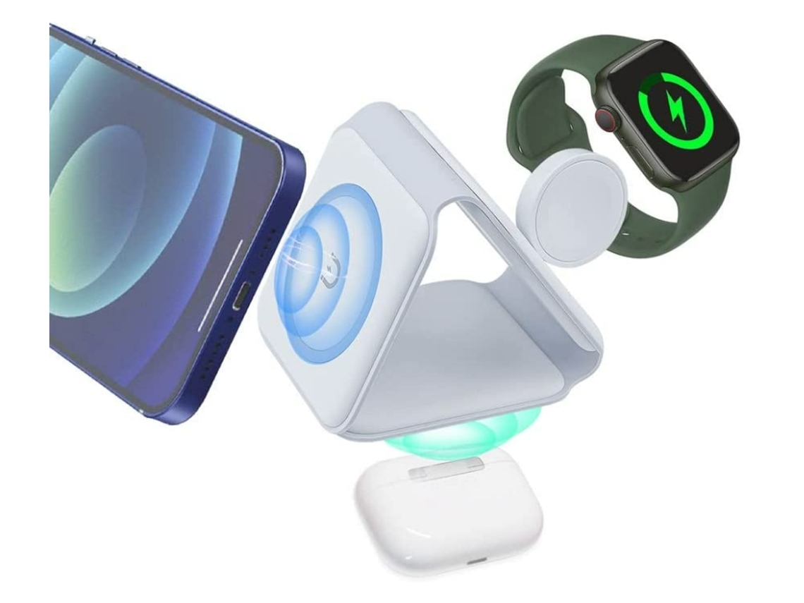 Cargador Sem Dobrável Carregamento Rápido para iPhone SE/14/13/12/XS/8/11 YIZHOOD Seda Blanco