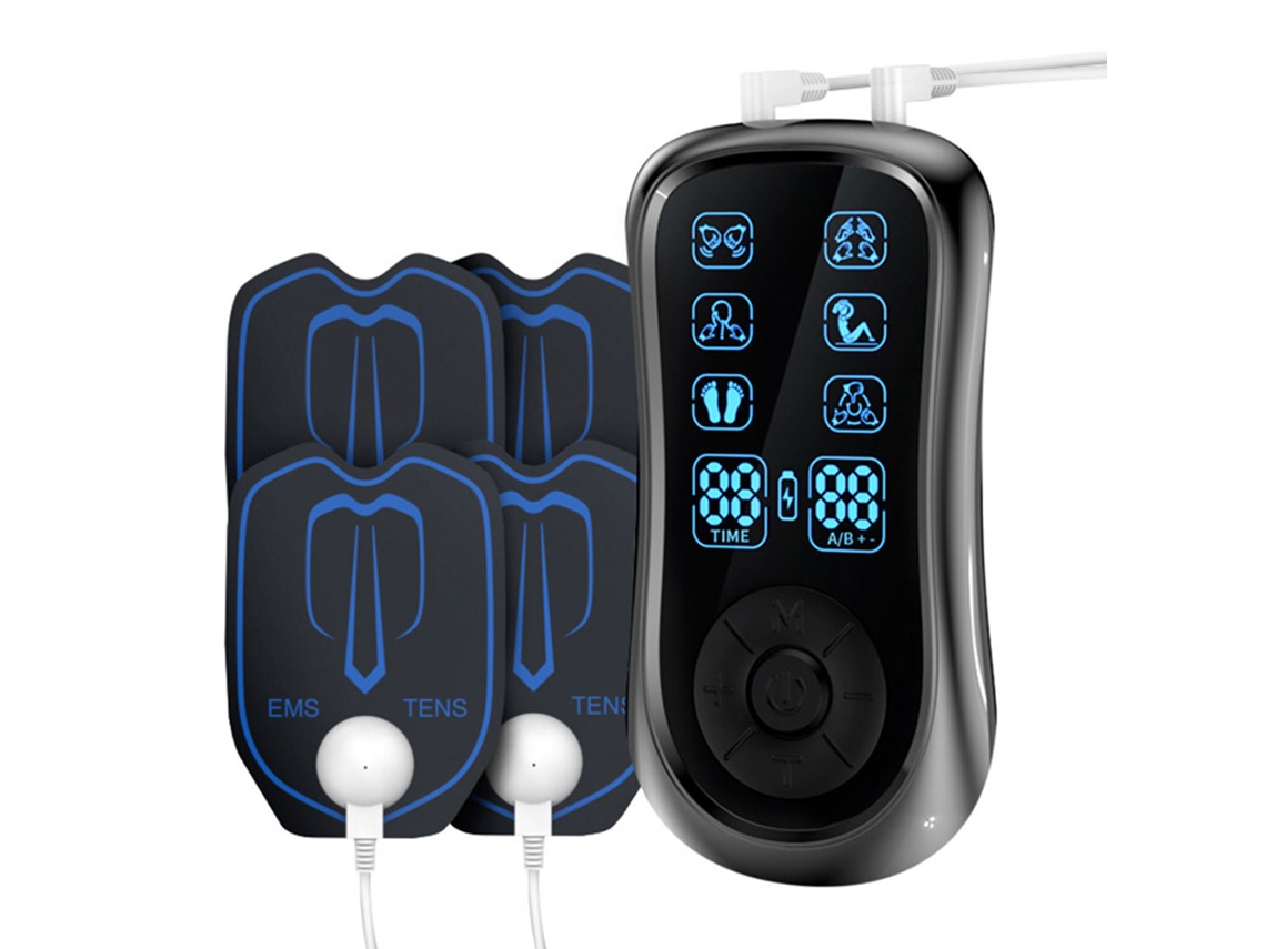 Masajeador Muscular Eléctrico Profesional Tens De Cuatro Piezas Con Mini Pulsos Y 6 Modos.