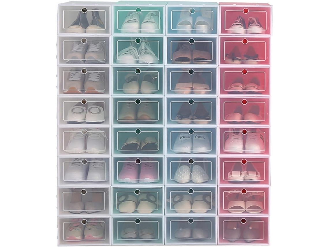 Cajas Transparentes Apilables Zapatos Fabricadas Plástico Pp Reforzado Juego 6 Unidades Organizador Armario