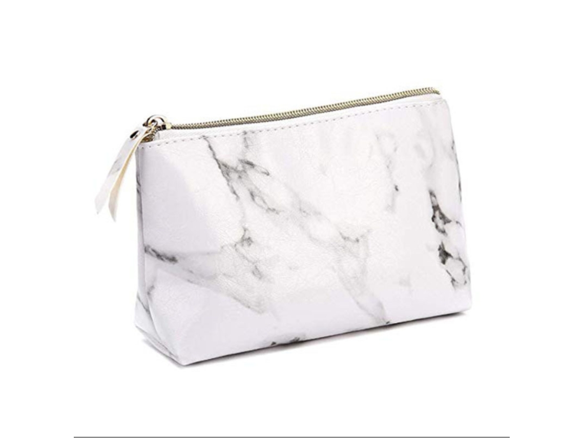Nécessaire De Mujer Elegante Tamaño Viaje Portátil Maquillaje Prueba Fugas Material Resistente Blanco (20x14x6)