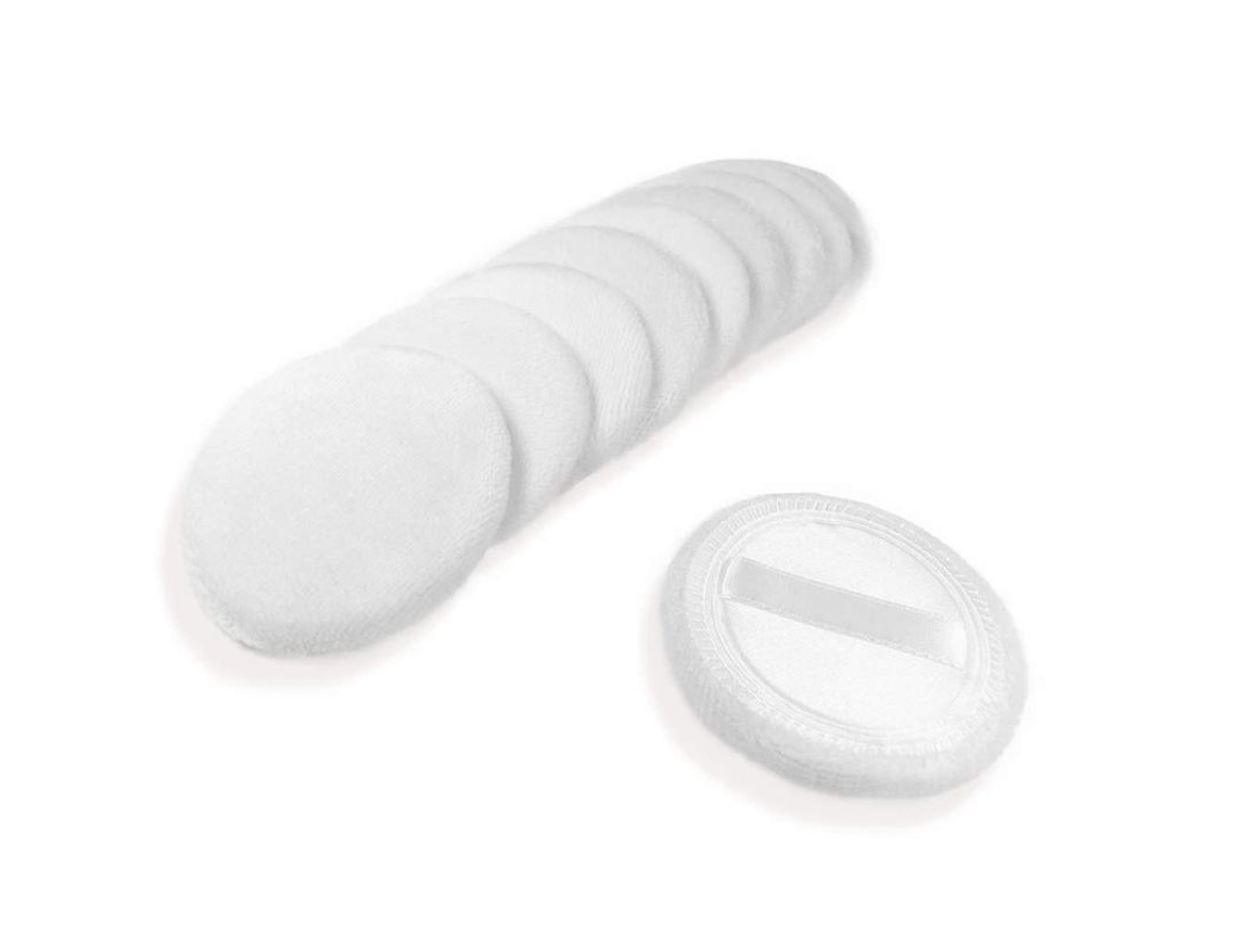 10 Esponjas De Algodón Suave Para Maquillaje Con Polvos Sueltos Y Cinta Adhesiva Para Base, Blancas, Tamaño Estándar De 6 Cm, Para Uso En Salón, Hogar O Viajes.