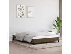 Cama Sin Colchón Tela Marrón Oscuro 140x190 Cm