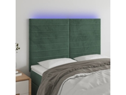 Cabecero Con Luces Led Terciopelo Verde Oscuro 144x5x118/128 Cm