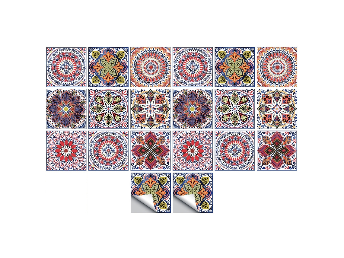 Pegatinas de mandala floral, 2 juegos, para cocina y baño NEVEANCE