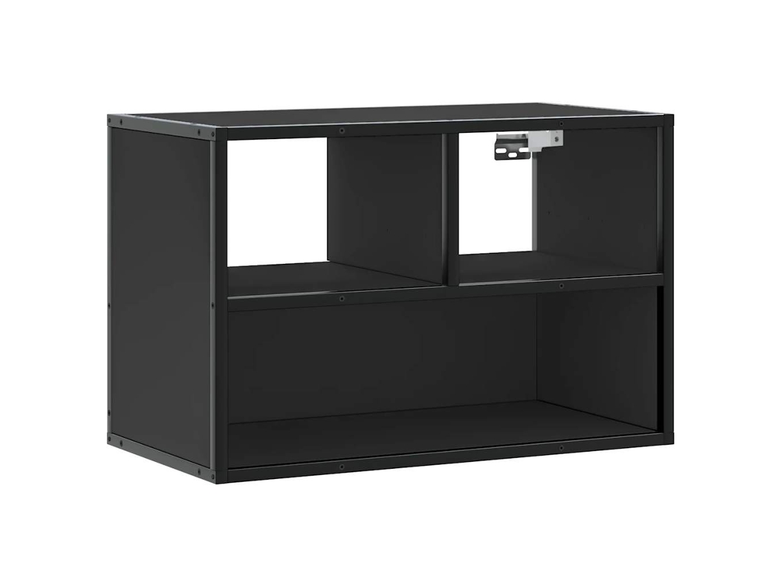 Maison Exclusive - Mueble De Tv Metal Y Madera De Ingeniería Negro 60x31x39,5 Cm