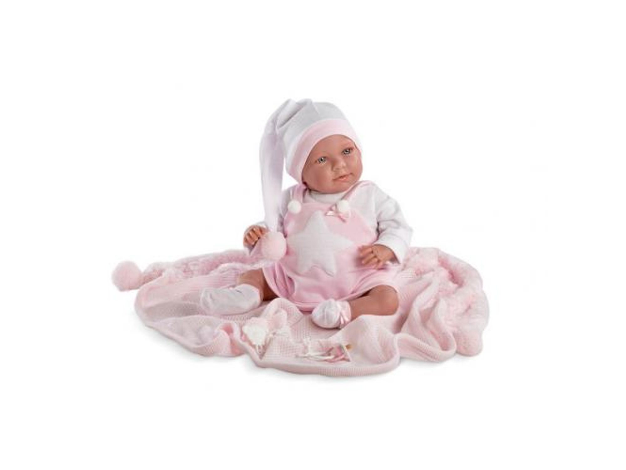 Bebé de Jugar LLORENS Lala de Pijama en Manta con Gorro de Dormir