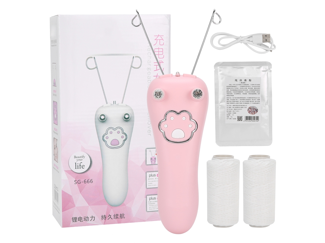 Depiladora Eléctrica De Hilo De Algodón Para Rostro Y Cuerpo Recargable Usb Rosa