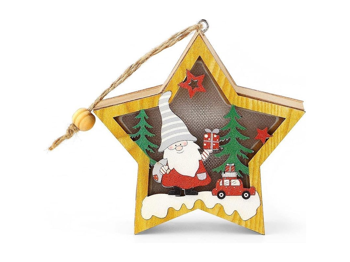 Adorno Navideño De Madera Con Luces Led: Papá Noel, Muñeco De Nieve, Ciervo, Decoración Para El Hogar.