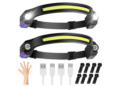 BISBISOUS VIGA EUROPE Linterna Frontal con Sensor de Movimiento de 6 Modos 2 Paquetes Vista panorámica de 230 Grados Linterna LED Recargable con Ma...