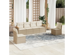 Conjunto de 6 sofás de jardín con cojines de mimbre beige Dkd Home Decor