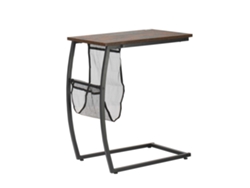 Mesa Auxiliar Para Sofá E Cama Em Forma De C Com Bolso De Armazenamento Mesa Lateral De Estilo Industrial 53x35x64.5cm Marrom Rústico