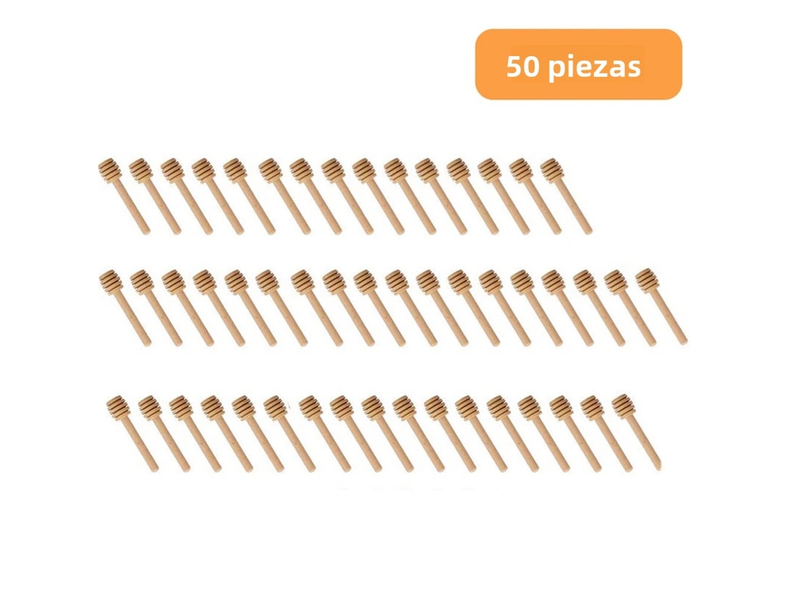 Palitos para remover miel de alta calidad, mango de madera, paquete de 100, cuchara de mango largo Mdug (50 unidades)