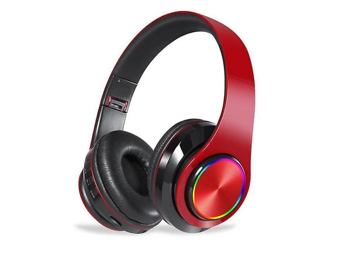 Auriculares plegables Bluetooth 5.0 B39, auriculares deportivos con luz LED, micrófono, ranura para tarjeta TF y función de llamadas telefónicas.
