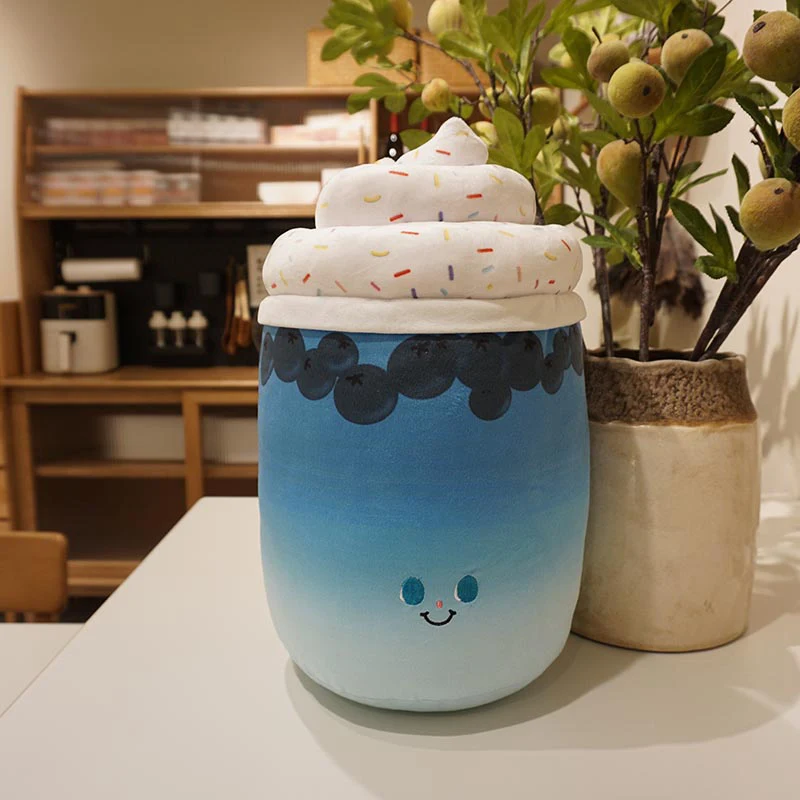 (azul, 38 Cm) Cojín Decorativo Para Adultos Con Diseño De Té Con Leche Y Frutas, Cojín Para Sofá, Cojín Decorativo Creativo.
