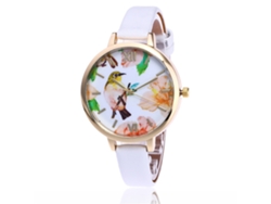 Reloj De Pulsera De Cuarzo Para Mujer Vansvar Con Esfera Redonda Y Correa Fina De Piel Sintética Blanca.