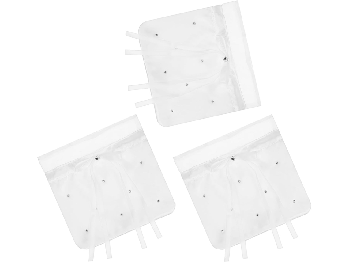 Juego De 3 Bolsos De Mano De Satén Blanco Para Novias Con Cordón Y Lazo, Bolsos De Mano Ligeros Para Damas De Honor.