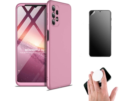 Kit Carcasa Y Protector Samsung A72 5G Ultimatte Slim Armor 360º Y Popsocket Rosa