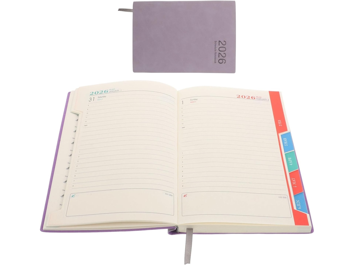 Planificador diario compacto morado 2026, calendario de 365 días, planificador de vida y bloc de notas para organización personal, Gokoco