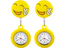 Juego 2 Relojes Bolsillo Aleación Amarillo Enfermeras Diseño Dibujos Animados Fácil Llevar Práctico Reloj