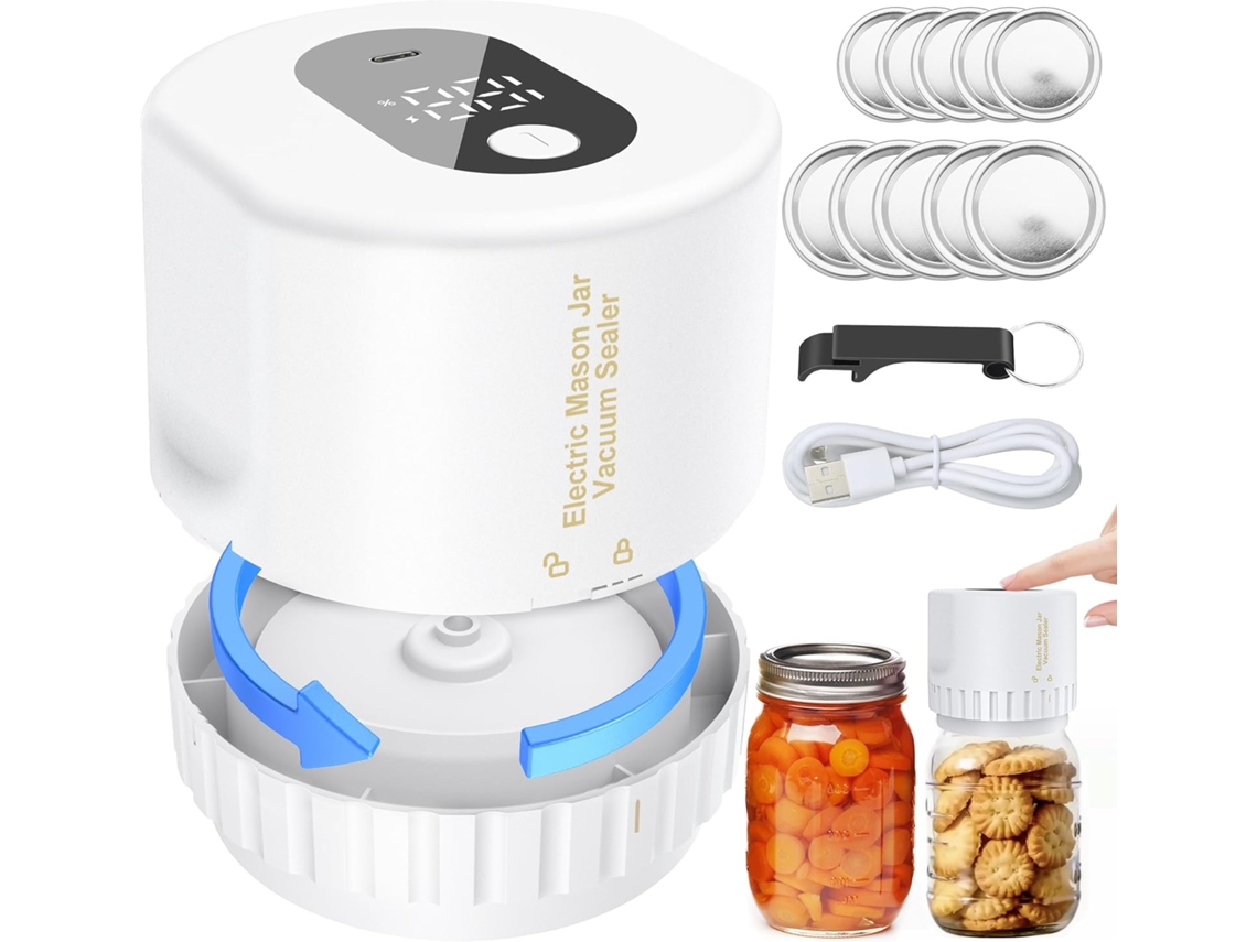 Kits De Sellado Al Vacío Inteligentes Para Tarros Mason Eléctricos - Blanco, Chrui