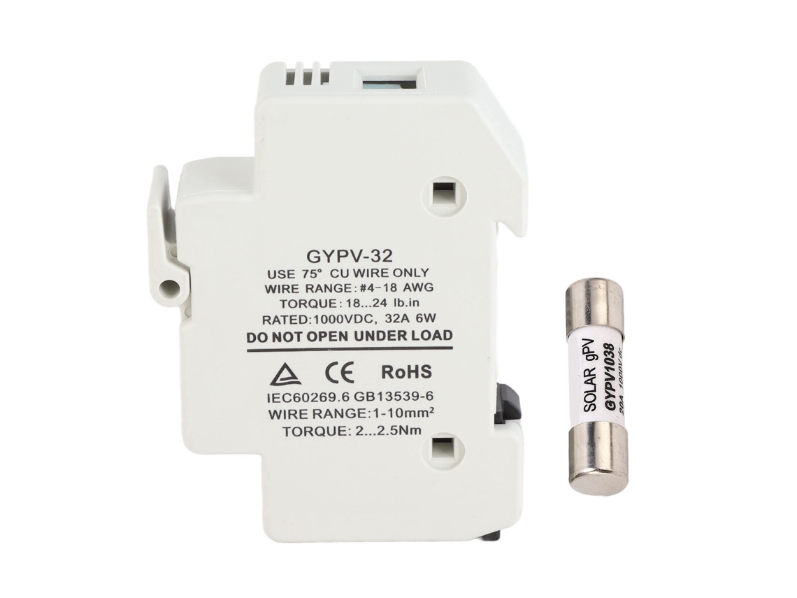 Kit portafusibles para paneles solares fotovoltaicos 1P 32A 1000VDC con fusible de 20A | Sin marca