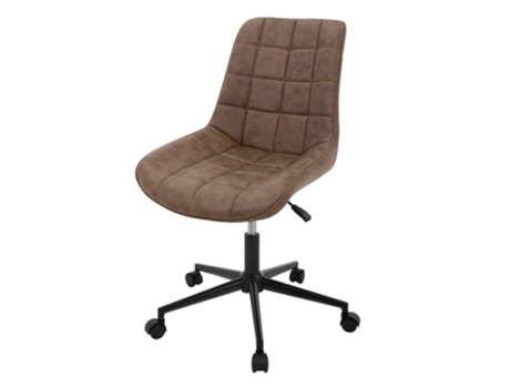 Silla de oficina con ruedas marrón con revestimiento de polipiel y estructura metálica ML-DESIGN