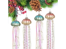4 Colgantes De Medusa De Perlas De Cristal Para Decoración Navideña Del Árbol De Navidad.