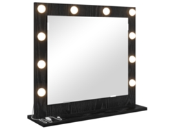 Espejo de tocador Vidaxl de roble negro con luces LED (60 x 55 x 18 cm)