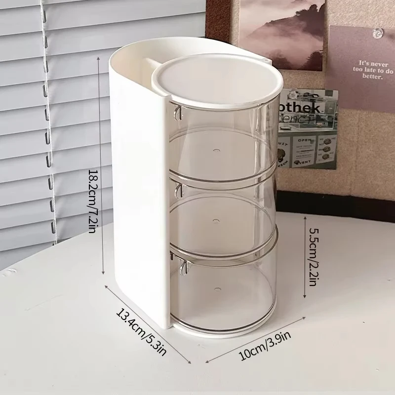 Caja De Almacenamiento De Cosméticos (3 Capas - Blanca) Caja De Almacenamiento De Cojines Para Base De Baño