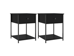 Maison Exclusive - Mesitas De Noche 2 Uds Madera De Ingeniería Negro 44x45x58 Cm