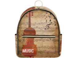 Mochila de piel para mujer de Tropicallife con estampado de notas musicales de violín, impermeable.
