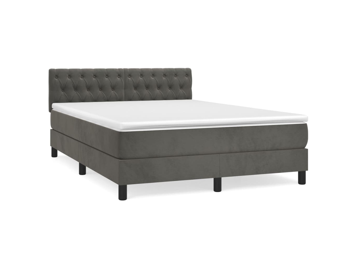 Maison Exclusive - Cama Box Spring Con Colchón Terciopelo Gris Oscuro 140x190 Cm