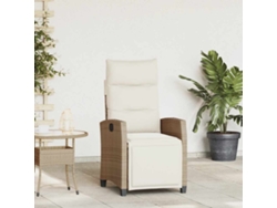 Silla De Jardín | Silla De Exterior | Sillon Jardín Reclinable Con Mesa Auxiliar Ratán Beige Wsd88016
