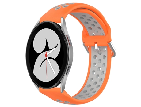Correa de reloj inteligente para Samsung Galaxy Watch 4, correa de reloj deportiva transpirable perforada de silicona de 40mm y 20mm (naranja + gris)