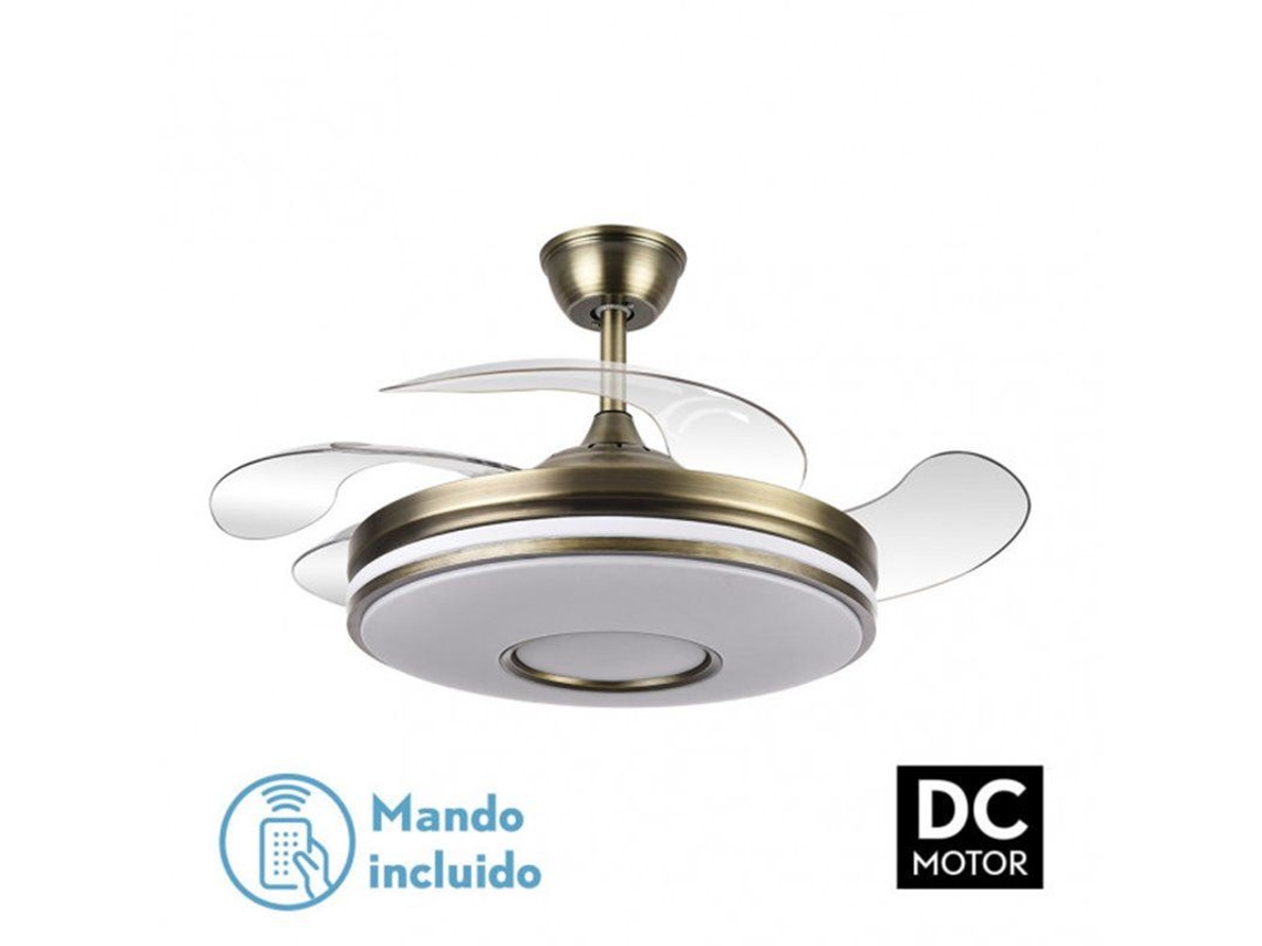 Ventilador Dani 72w 6117lm Cuero 4 Aspas desp. 108d 3000-4000-6000k Remoto, Memoria Y Temporizador FABRILAMP