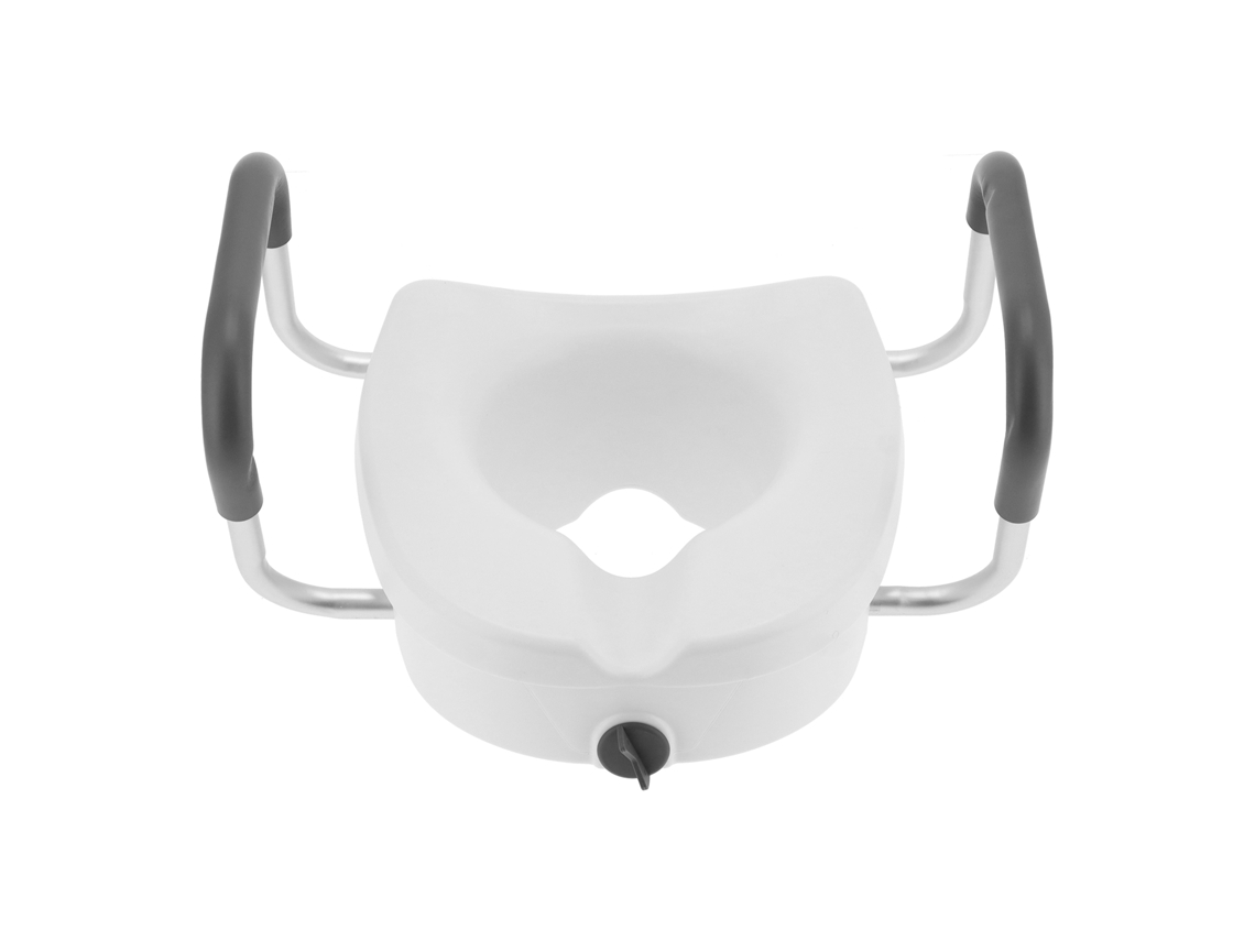 Asiento de inodoro elevado con soportes ajustables y antideslizantes