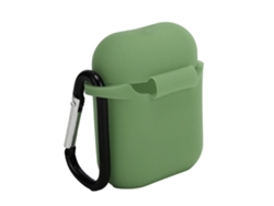 Capa Protetora De Silicone Para Ios Earbuds 1/2 Com Mosquetão Antiperda Verde