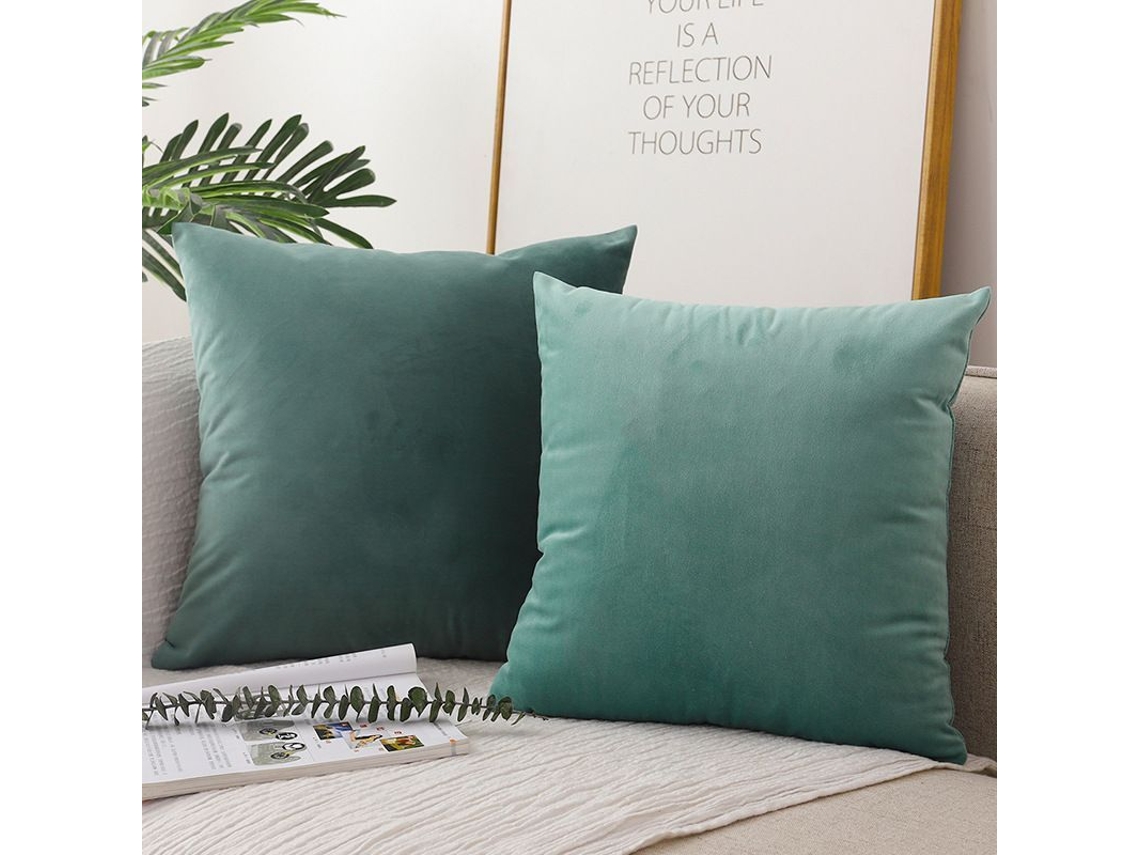 2026-funda De Almohada De Terciopelo Verde Ciprés 45x45 Cm, Suave Y Lujosa, 2 Piezas, Sin Relleno