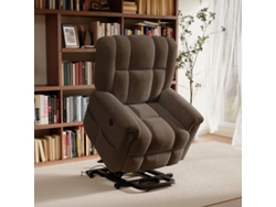 Silla De Masaje Eléctrica Simurq De Tela Felpa 1 Unidad 87x65cm Con Calefacción Y 8 Puntos Sillón Reclinable De Lectura Marrón Para Salón Relax