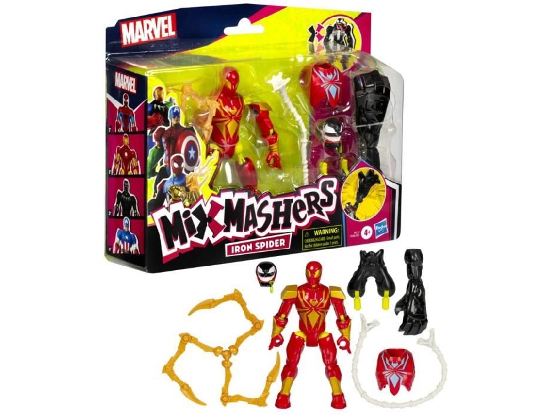Mixmashers Iron Spider Deluxe - Figura personalizable de 5 pulgadas para mezclar y combinar con accesorios, Marvel, a partir de 4 años
