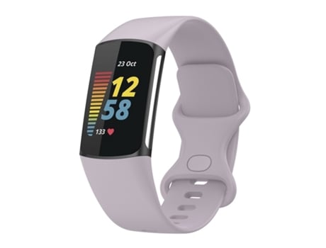 Correa de reloj inteligente para Fitbit Charge 6 de silicona con hebilla de mariposa de color sólido, Talla: talla L (púrpura claro)