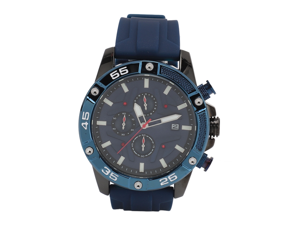 Reloj Cronógrafo De Cuarzo Para Hombre, Resistente Al Agua, Con Calendario, De Silicona, Estilo Casual Y Elegante, Color Azul.