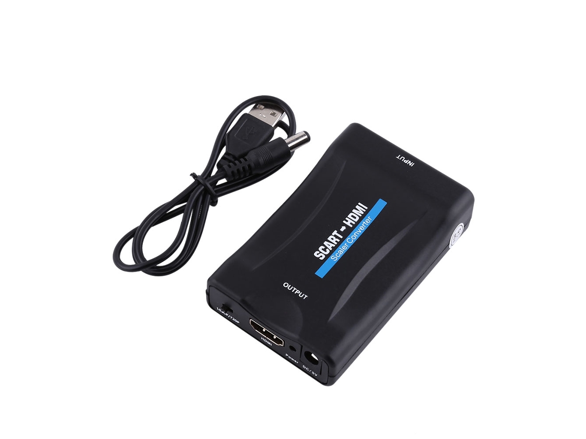 Adaptador Convertidor Scart A Hdmi Con Escalador 720p 1080p Y Cable Usb