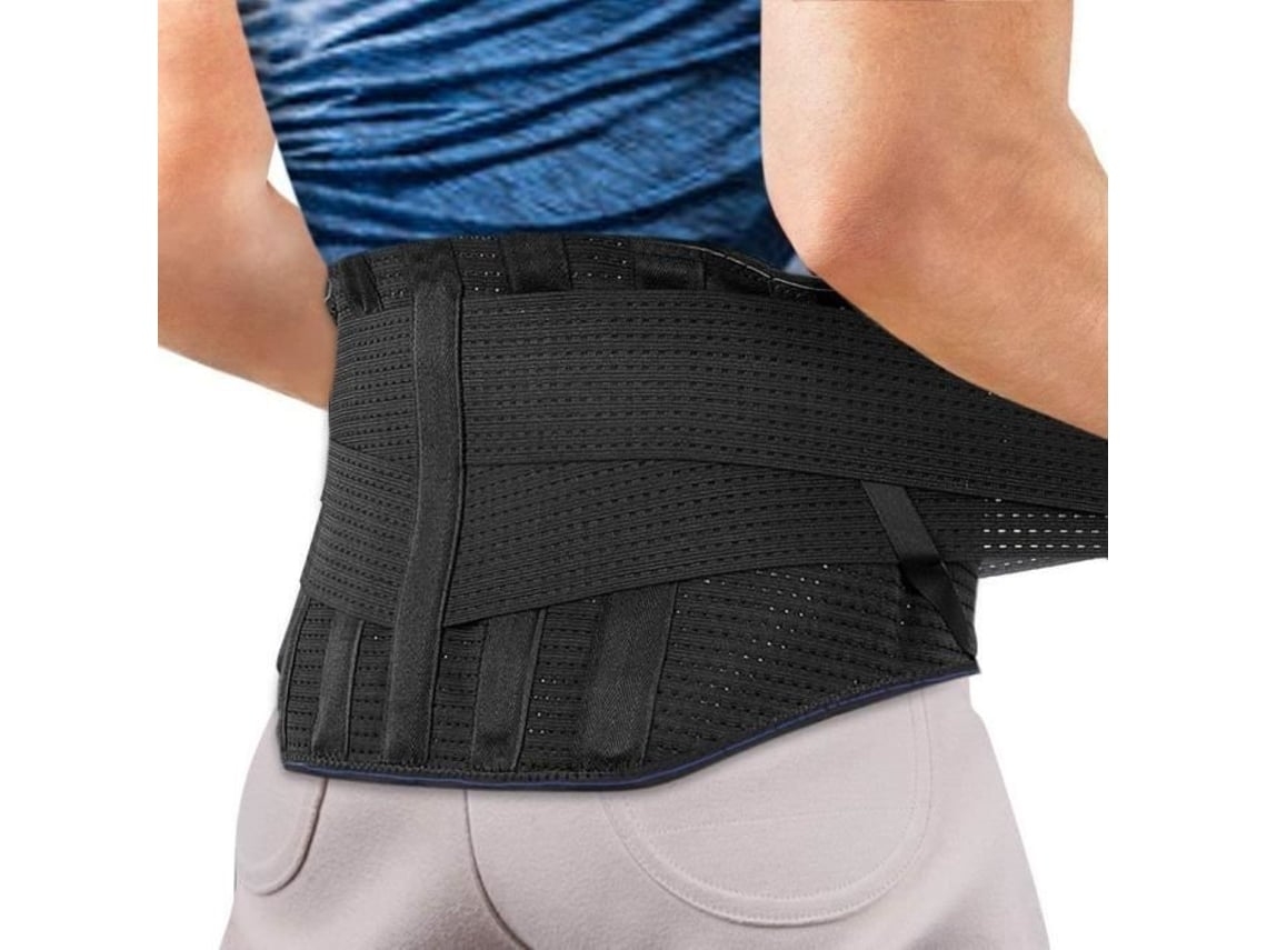 Cinturón de soporte lumbar para aliviar el dolor y las lesiones, ajustable, transpirable y elástico, unisex, talla XL.