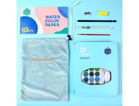 Pinturas de acuarela de pigmento sólido de viaje portátil de alta calidad con pincel - 36 colores negro36 Azules SLOWMOOSE
